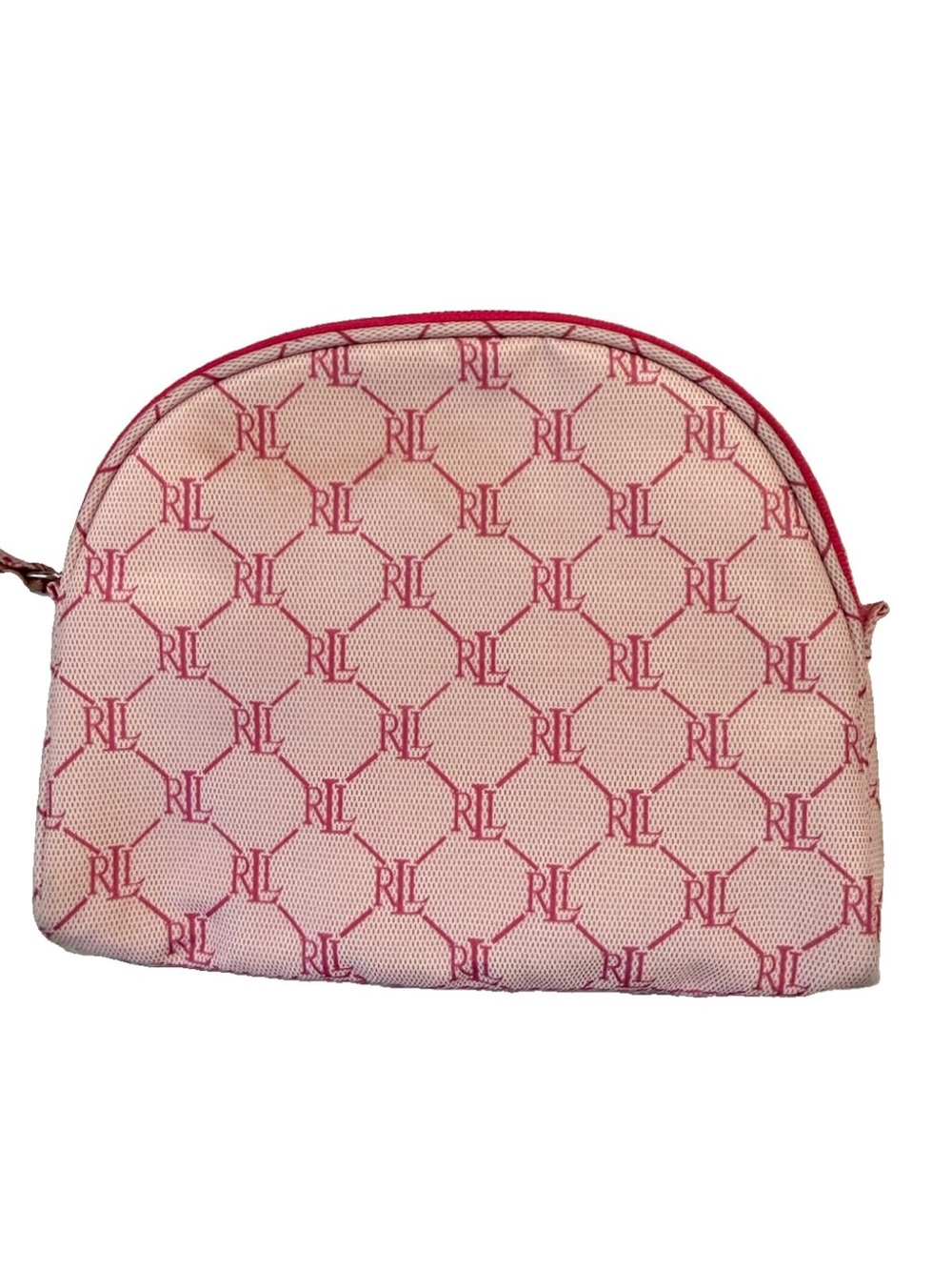 Ralph Lauren RL Monogram Pink Makeup Cosmetic Bag